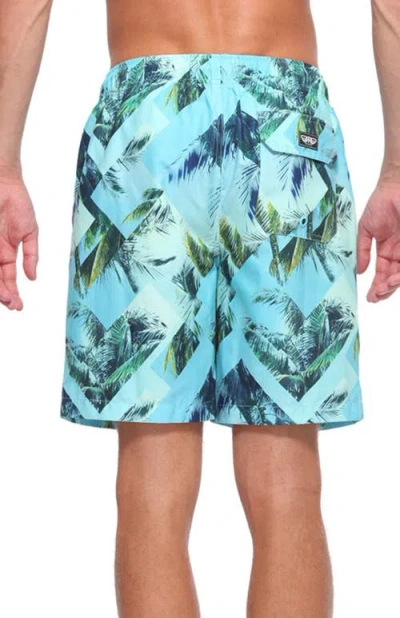 Rokka&rolla All-day Comfort Mesh-lined Swim Trunks In Geometry Palm