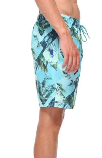 Rokka&rolla All-day Comfort Mesh-lined Swim Trunks In Geometry Palm