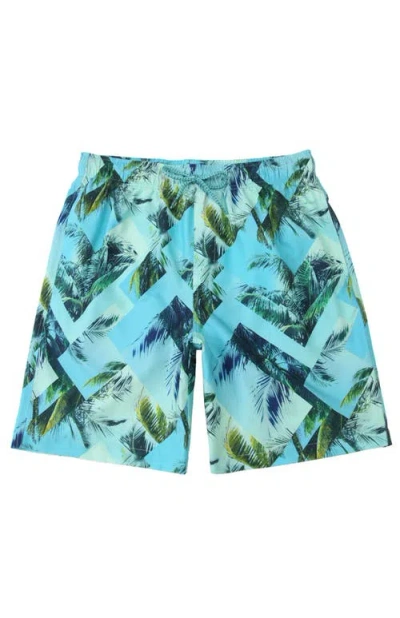 Rokka&rolla All-day Comfort Mesh-lined Swim Trunks In Geometry Palm