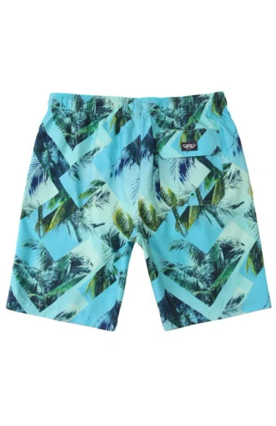 Rokka&rolla All-day Comfort Mesh-lined Swim Trunks In Geometry Palm