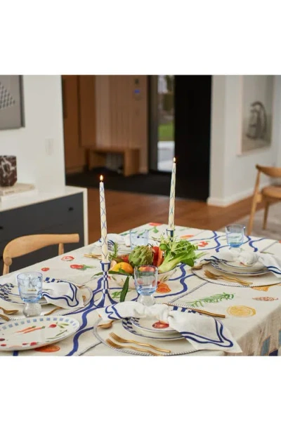 Misette Still Life Linen Table Runner In Blue Ribbon