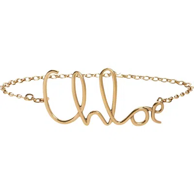 Chloé Script Logo Chain Belt In Gold