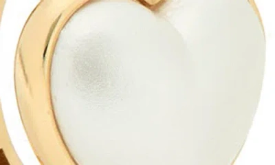 Kate Spade New York Keep Sparkling Heart Huggie Hoop Earrings In Cream/gold