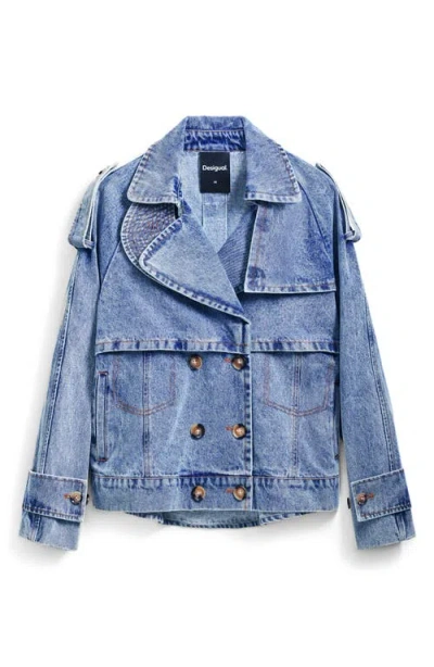 Desigual Oversize Denim Trucker Jacket In Light Blue