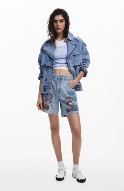 Desigual Oversize Denim Trucker Jacket In Light Blue