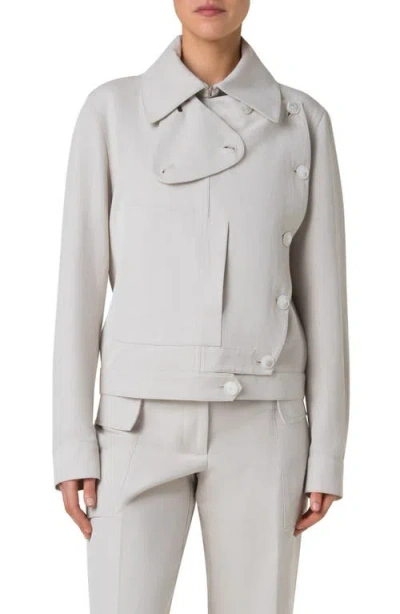 Akris Arno Asymmetric Boxy Trench Jacket In Greige