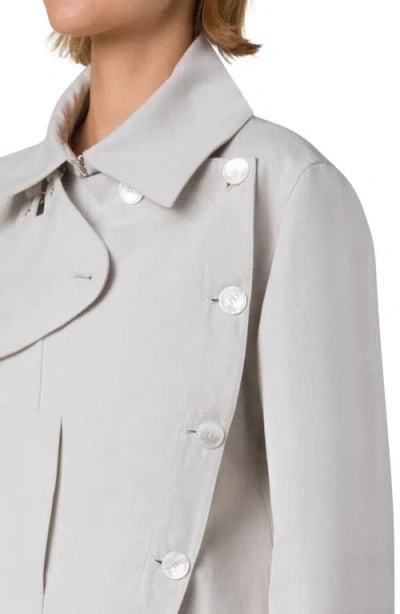 Akris Arno Asymmetric Boxy Trench Jacket In Greige
