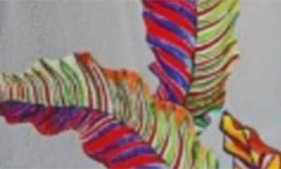 Apny Floral Packet Dress In Color Burst Folliage In Grey Multi