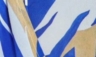 Apny Print Surplice Neck Top In Blue Multi