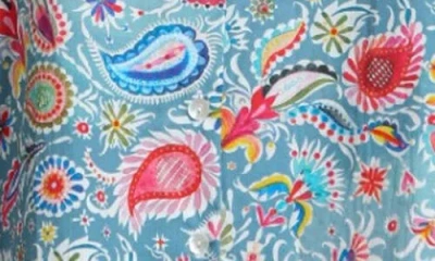 Apny Print Cotton Button-up Shirt In Blue Multi