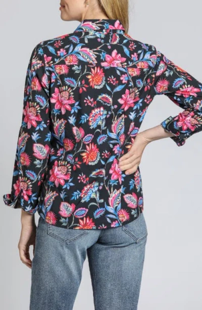 Apny Classic Button-up Shirt In Pink Blue Multi In Black