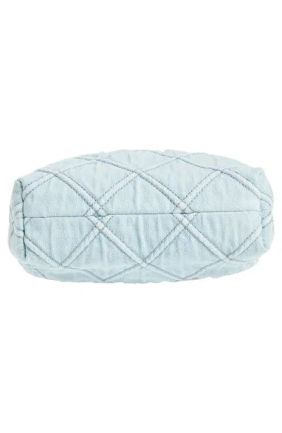 Tory Burch Fleming Mini Quilted Denim Hobo Bag In Seltzer