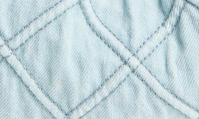 Tory Burch Fleming Mini Quilted Denim Hobo Bag In Seltzer