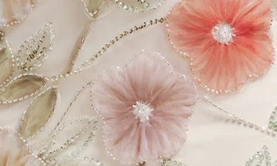 Dress The Population Helena Beaded Floral Applique Sheath Gown In Champagne Multi