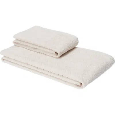 Missoni Home Chalk 2-piece Bath Towel Set In Cotton Terry With Zigzag Pattern In Brown