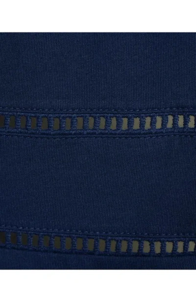 Lands' End Regular Size Sleeveless Lwcm Lattice Peplum Vneck Top In Deep Sea Navy