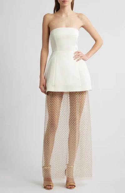 Delfi Collective Gemma Strapless Netted Gown In Ivory