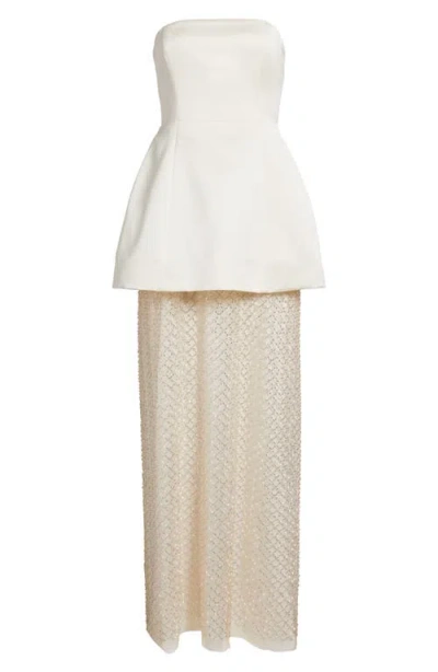 Delfi Collective Gemma Strapless Netted Gown In Ivory