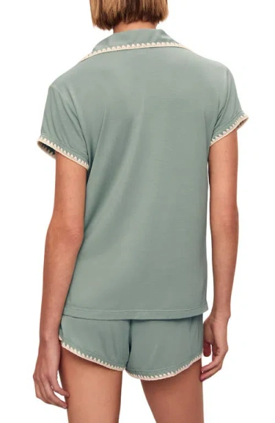 Eberjey Gisele Relaxed Pajama Short Set In Eucalyptus/ivory