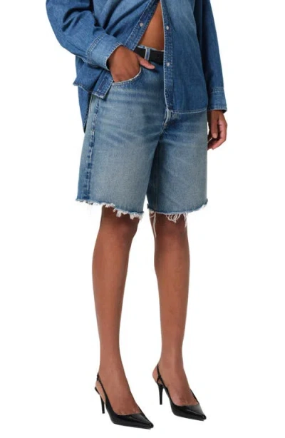 Citizen Of Humanity Citizens Of Humanity Ayla High Waist Raw Hem Cutoff Denim Bermuda Shorts In Bianca