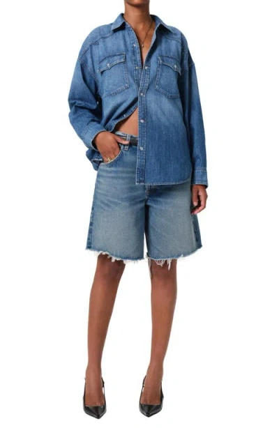 Citizen Of Humanity Citizens Of Humanity Ayla High Waist Raw Hem Cutoff Denim Bermuda Shorts In Bianca