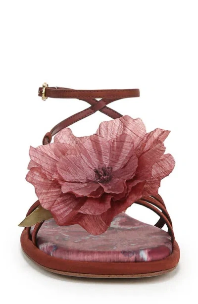 Circus Ny By Sam Edelman Women's Olana Flower Strappy Flat Sandals In Spiced Merlot Multi