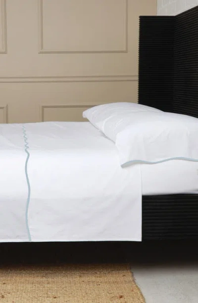 Pom Pom At Home Skylar Cotton Percale Sheet Set In White/french Blue