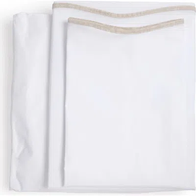 Pom Pom At Home Skylar Cotton Percale Sheet Set In White/flax