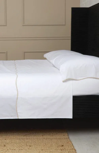 Pom Pom At Home Skylar Cotton Percale Sheet Set In White/flax