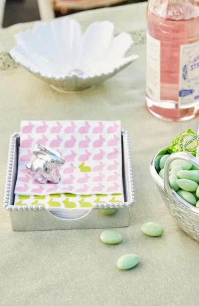 Mariposa Beaded Napkin Box Set In Silver