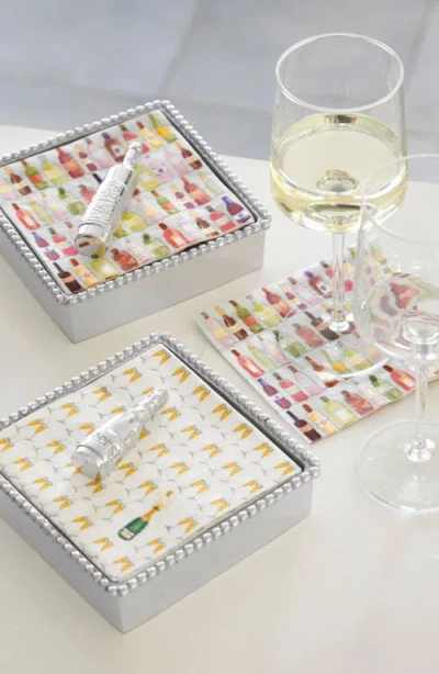 Mariposa Beaded Napkin Box Set In Silver