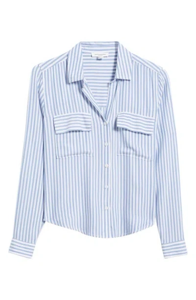 Beachlunchlounge Fallon High-low Button-up Shirt In Dodger Blue