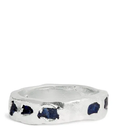 The Ouze Sterling Silver And Sapphire Ring In Blue