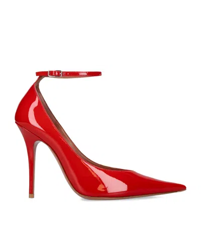 Amina Muaddi 105mm Anok Ankle-strap Pumps In Red