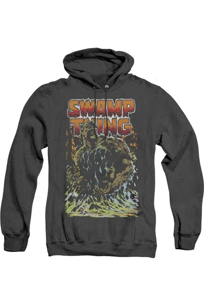 Gildan Justice League Of America Swamp Thing Adult Heather Hoodie / Hooded Sweatshirt In Black