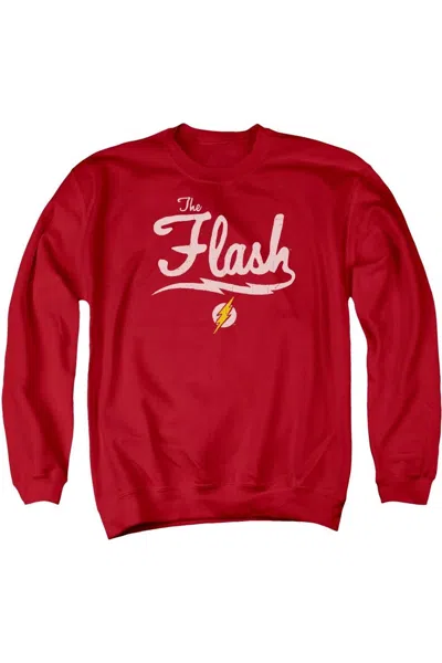 Gildan Justice League Of America Old School Flash Adult Crewneck Sweatshirt In Red