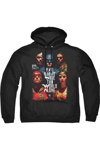Gildan Justice League Movie Save The World Poster Adult Pull Over Hoodie / Hooded Sweatshirt In Black