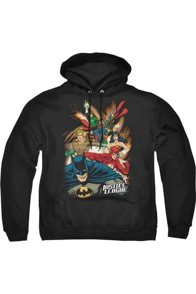 Gildan Justice League Of America Starburst Adult Pull Over Hoodie / Hooded Sweatshirt In Black