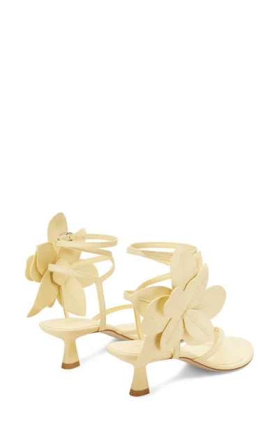 Stuart Weitzman Paradise 50 Flower Leather Kitten Sandals In Lemon Chiffon