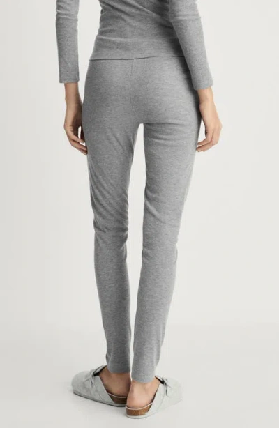 Mango Rib Knit Pants In Grey
