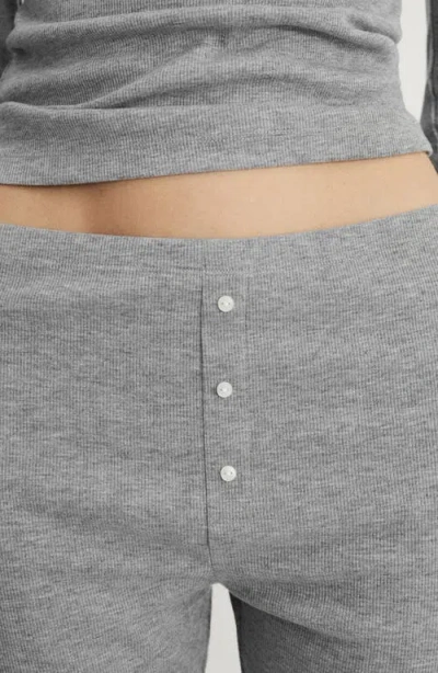 Mango Rib Knit Pants In Grey