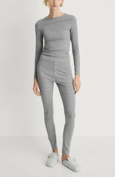Mango Rib Knit Pants In Grey