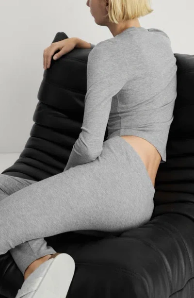 Mango Rib Knit Pants In Grey