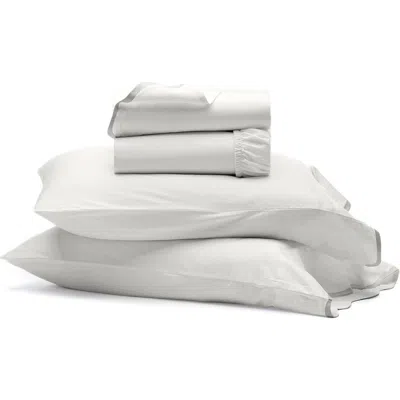 Boll & Branch Signature Curved Edge Organic Cotton Sheet Set In White/mist
