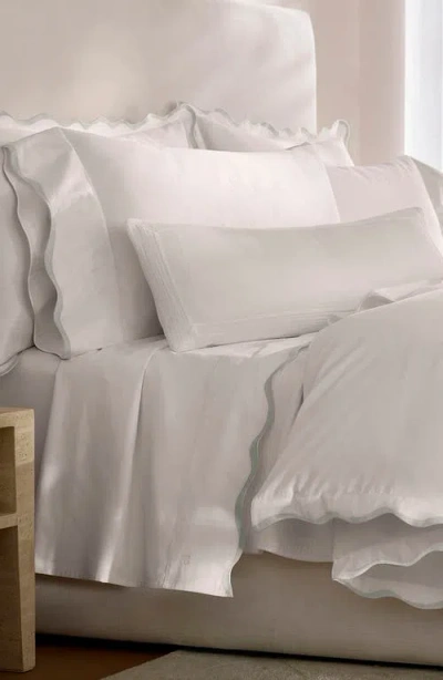 Boll & Branch Signature Curved Edge Organic Cotton Sheet Set In White/mist