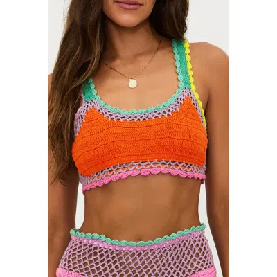Beach Riot Elliot Crochet Bikini Top In Technicolor Rays