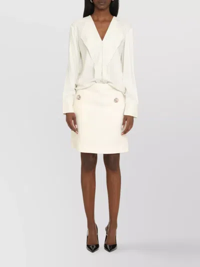 Calvin Klein V-neck Blouse With Buttoned Cuffs And Draped Front