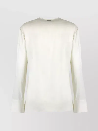 Calvin Klein V-neck Blouse With Buttoned Cuffs And Draped Front