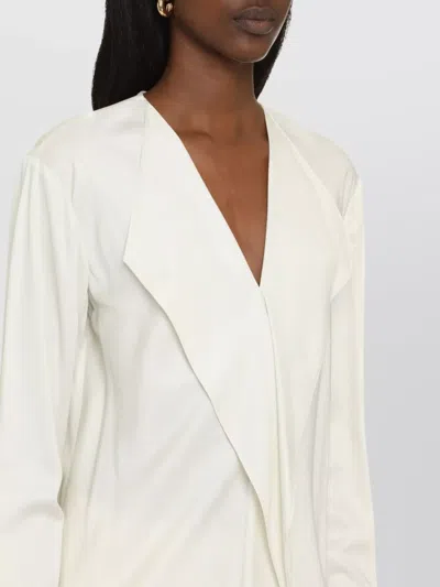 Calvin Klein V-neck Blouse With Buttoned Cuffs And Draped Front