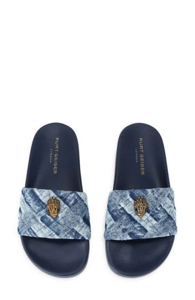 Kurt Geiger Denim Meena Eagle Slides In Navy